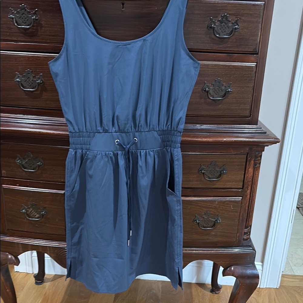 Blue Sleeveless Scoop Neck Sundress